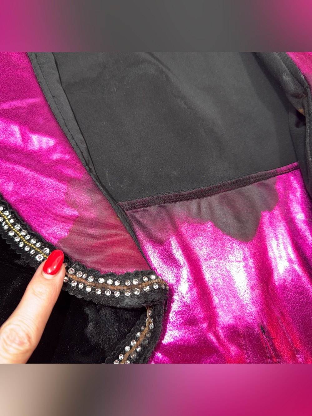 Glamour Costumes black Pink Purple DANCE Recital OUTFIT Moulin Rouge Burlesque M - Picture 16 of 16